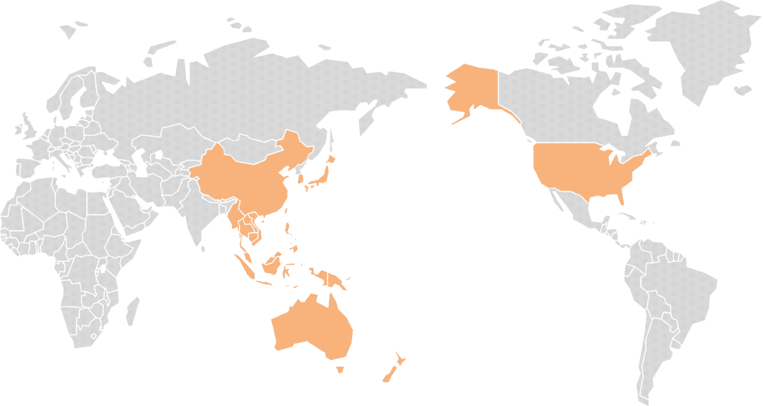 世界地図でグループ会社の所在を示した図