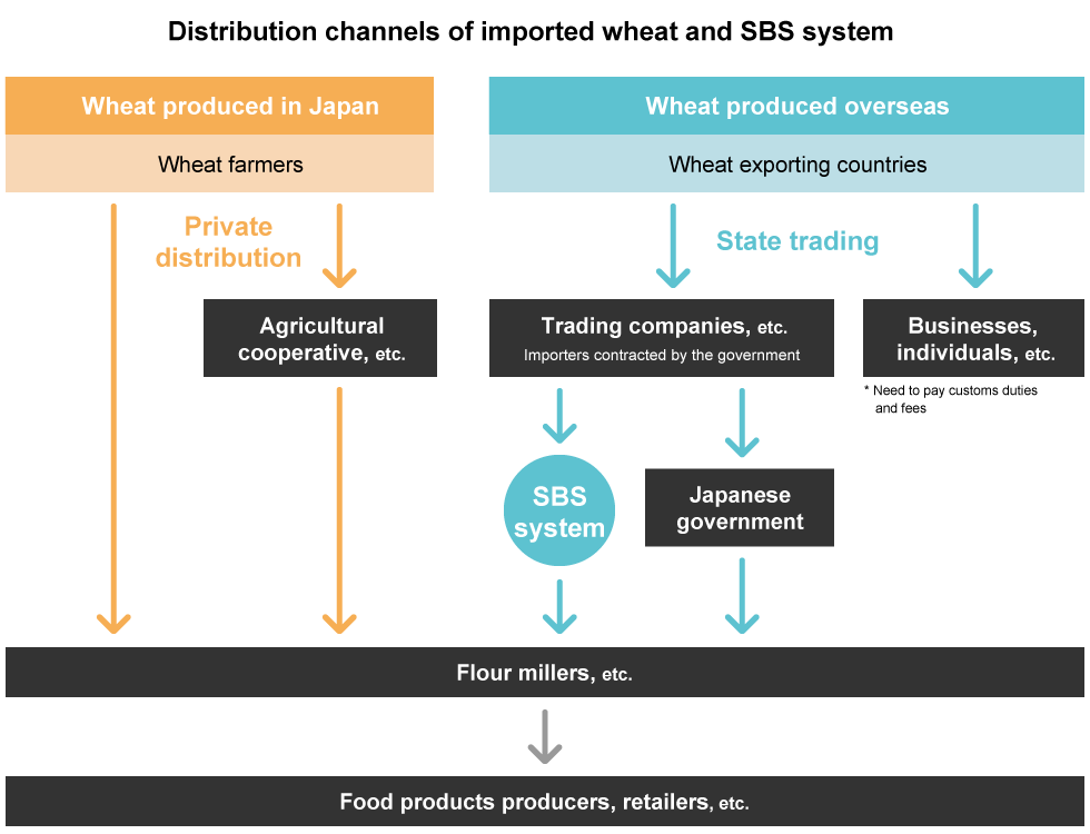 Distribution channels of imported wheat and SBS system